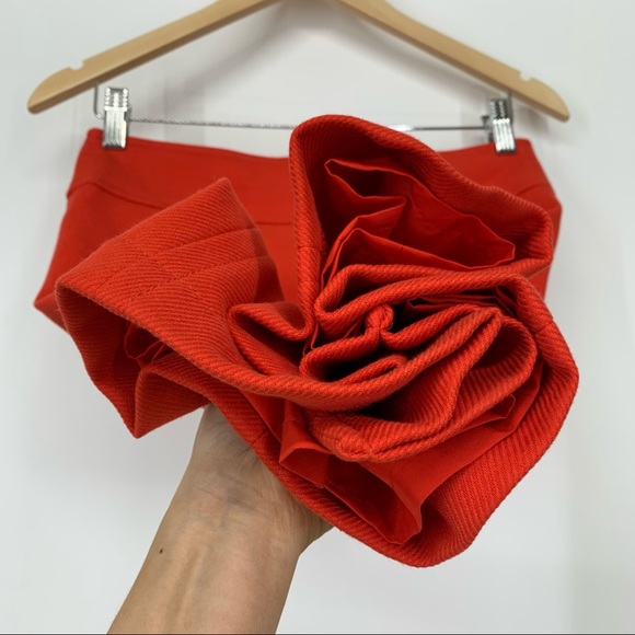 LOFT Ann Taylor Solid Orange Slit Front Cross Weave Lined Mini Skirt Size 2 - Picture 5 of 16